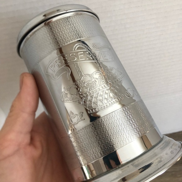 Vtg Chrome Preserve Jar with Cream Knob - Picture 6 of 11